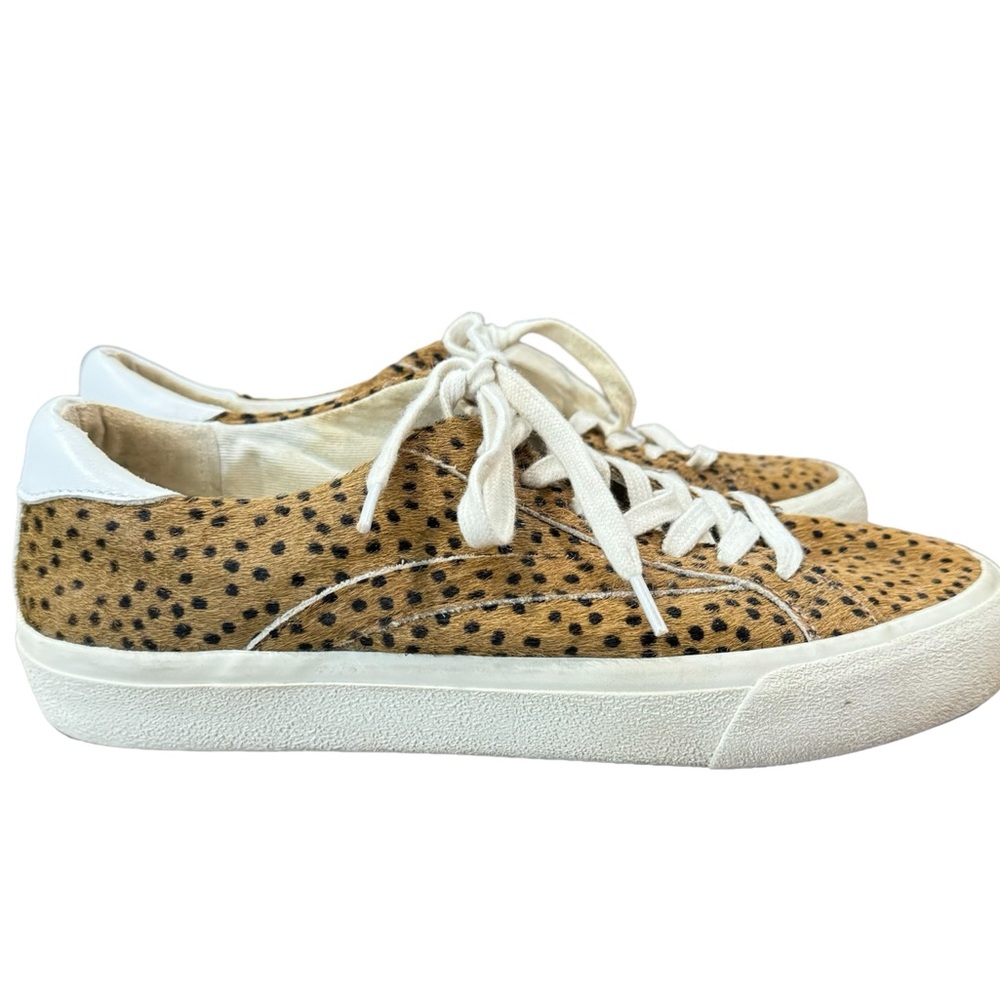 MADEWELL womens size 7.5 M calf hair brown Sidewalk Spot polka dot sneakers